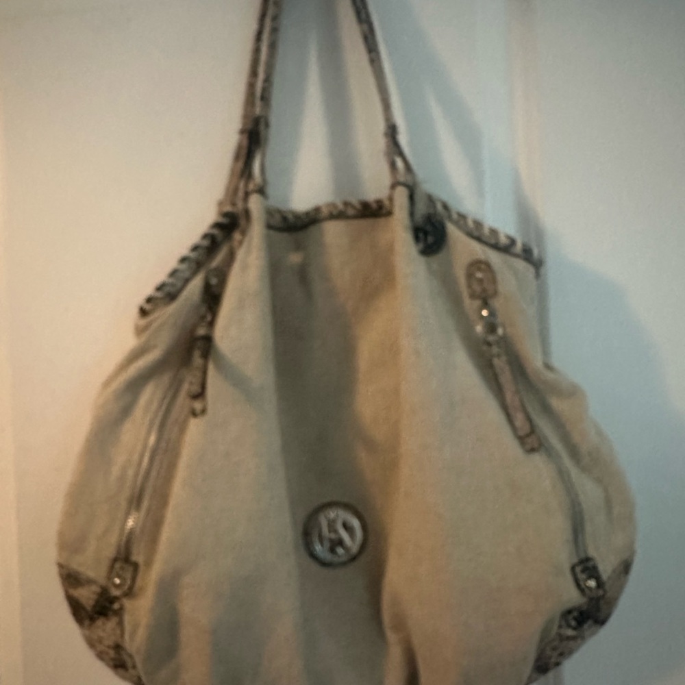 Stylish Beige Linen Franco Sarto Handbag